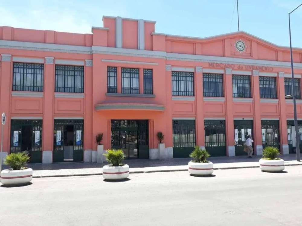 Pink building with clock, labeled 'Mercado de Surquillo'.