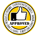 Thumbs up symbol with 'Approved' text on a yellow circle.
