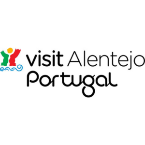 Logo with text 'Visit Alentejo Portugal' and colorful shapes on the left.